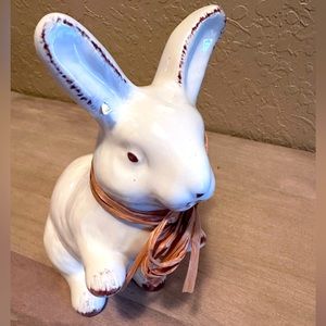 Beautiful Ceramic Easter Bunny With Raffia Bow - Unique